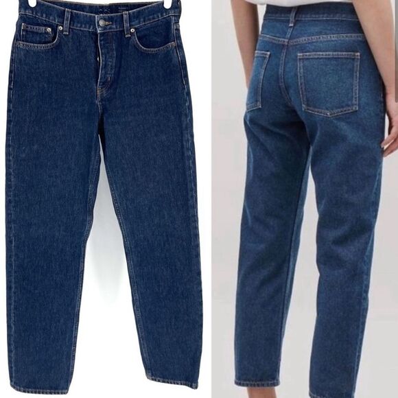 COS Relaxed Fit Mid Rise Cropped Length Jeans Size 29 Waist Medium Wash - Picture 1 of 7